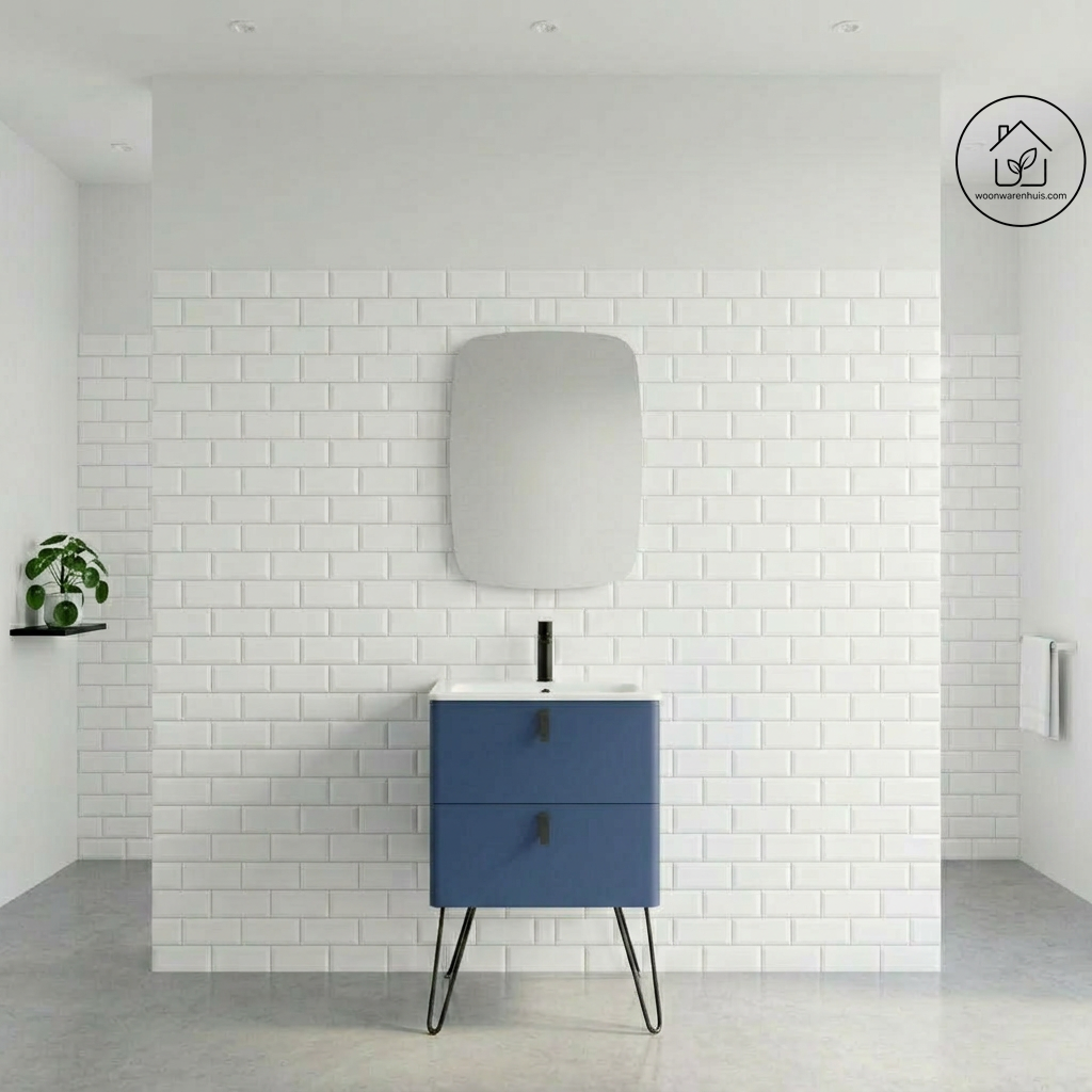 Badkamer meubelset Salgar Uniiq Night blue 60cm in mat donkerblauw - inclusief spiegel met LED verlichting