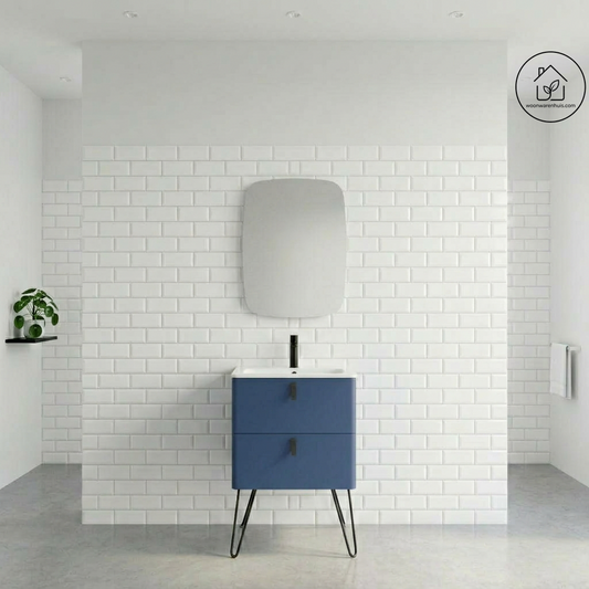 Badkamer meubelset Salgar Uniiq Night blue 60cm in mat donkerblauw - inclusief spiegel met LED verlichting