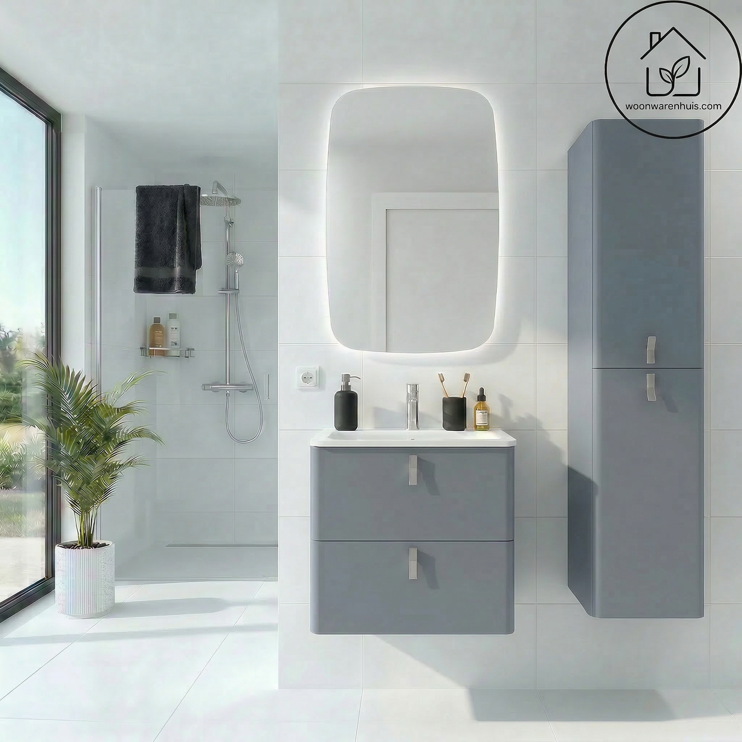 Badkamer kolomkast Salgar Uniiq Humo 150cm mat grijs