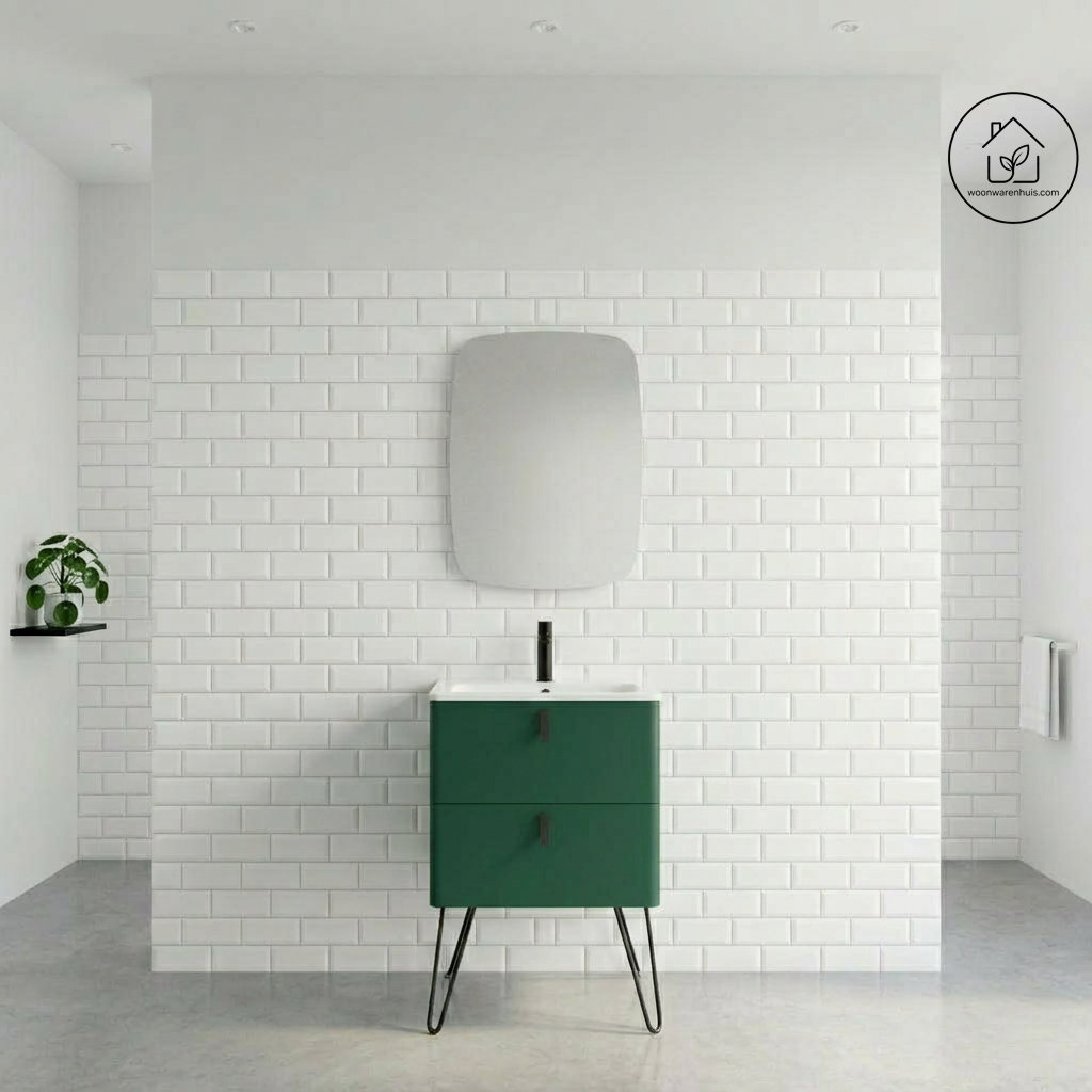 Badkamer meubelset Salgar Uniiq Royal green 60cm in mat donkergroen - inclusief spiegel met LED verlichting