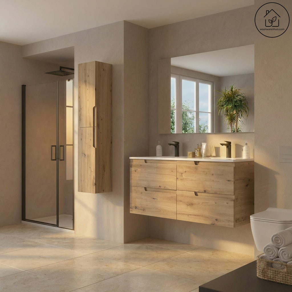 Badkamer kolomkast Salgar Vima 140cm in montana eiken