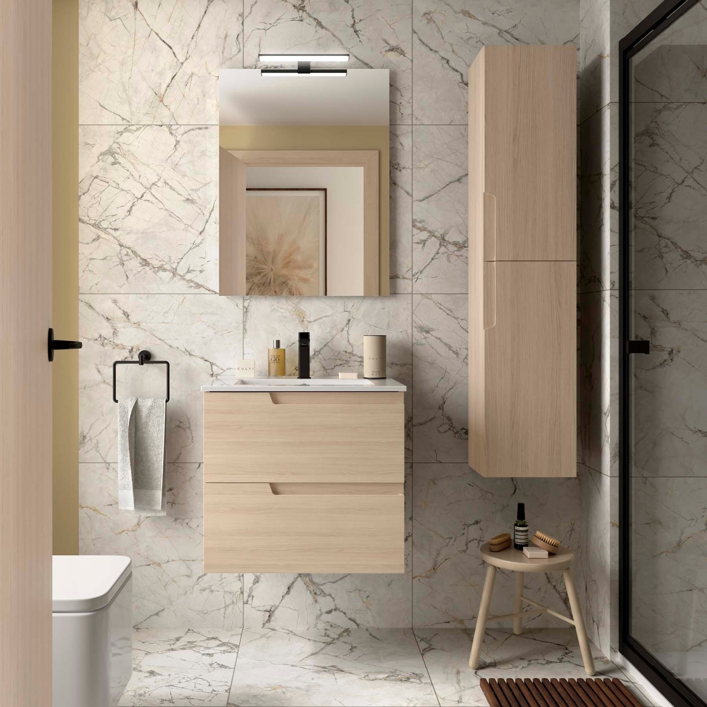 Badkamermeubelset Salgar Vima 60cm in sienna eiken met spiegel