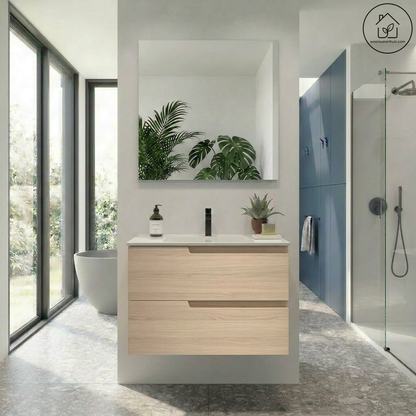 Badkamermeubelset Salgar Vima 80cm in sienna eiken met spiegel