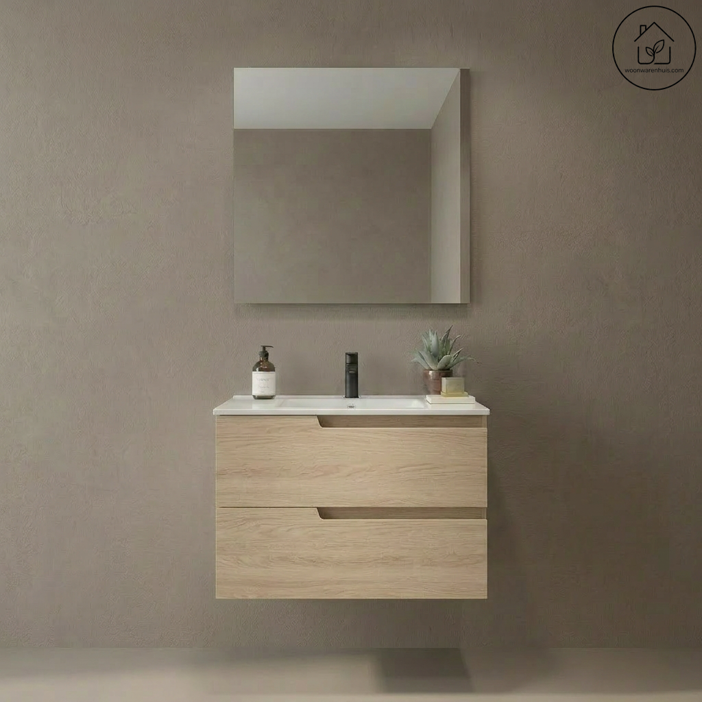 Badkamermeubelset Salgar Vima 80cm in sienna eiken met spiegel