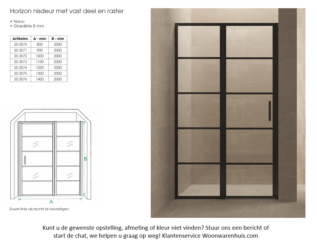 Nisdeur Wiesbaden Horizon 90x200 cm mat zwart