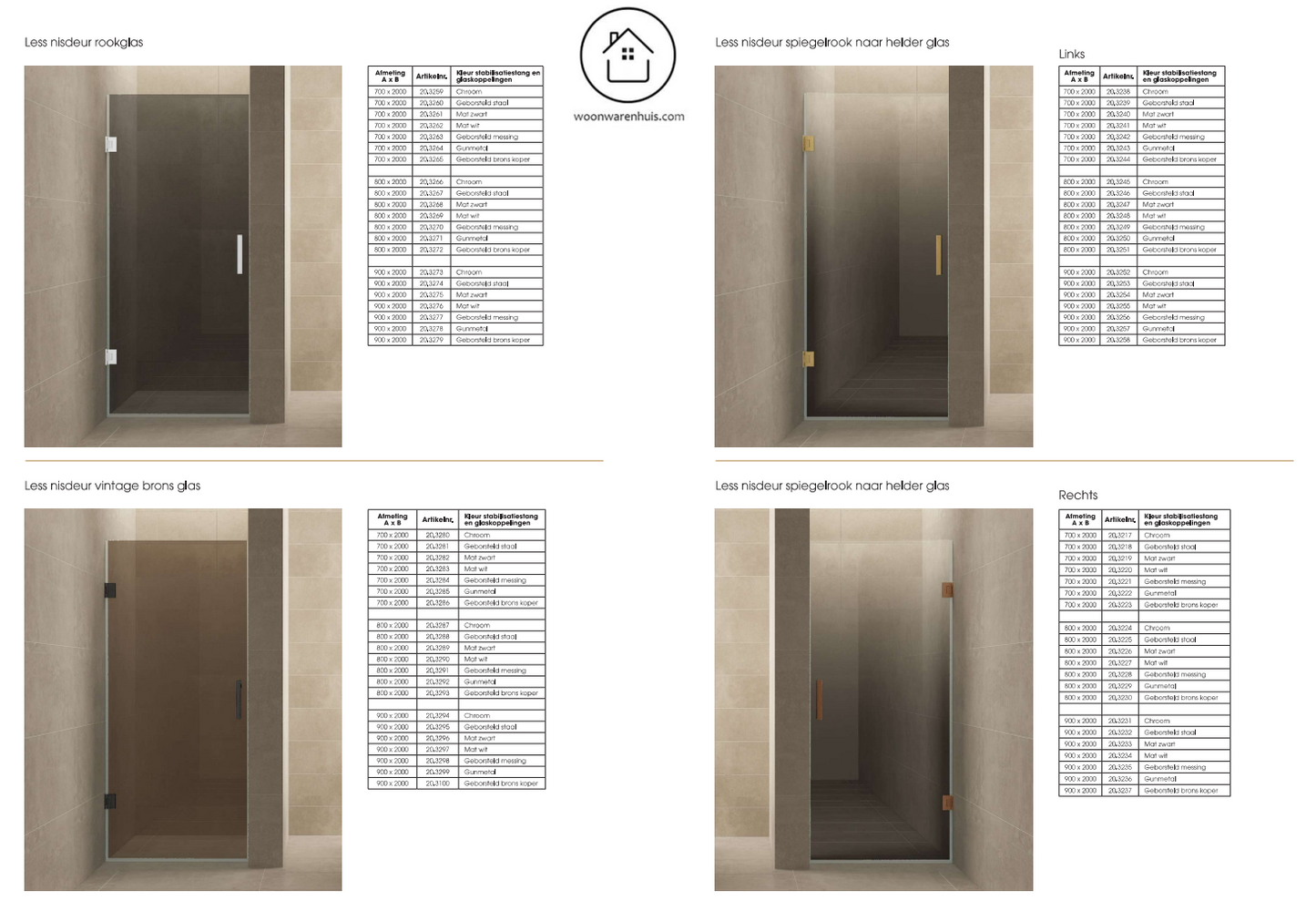 Nisdeur Wiesbaden Less 90x200 cm chroom beslag en 8mm helder glas