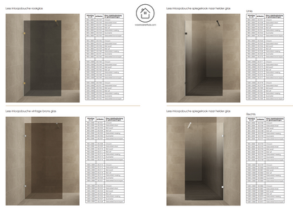 Inloopdouche Wiesbaden Less 70x200cm met mat zwart beslag en 8mm helder glas