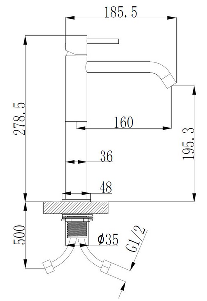 Wastafelmengkraan Wiesbaden Style XL hoog in chroom
