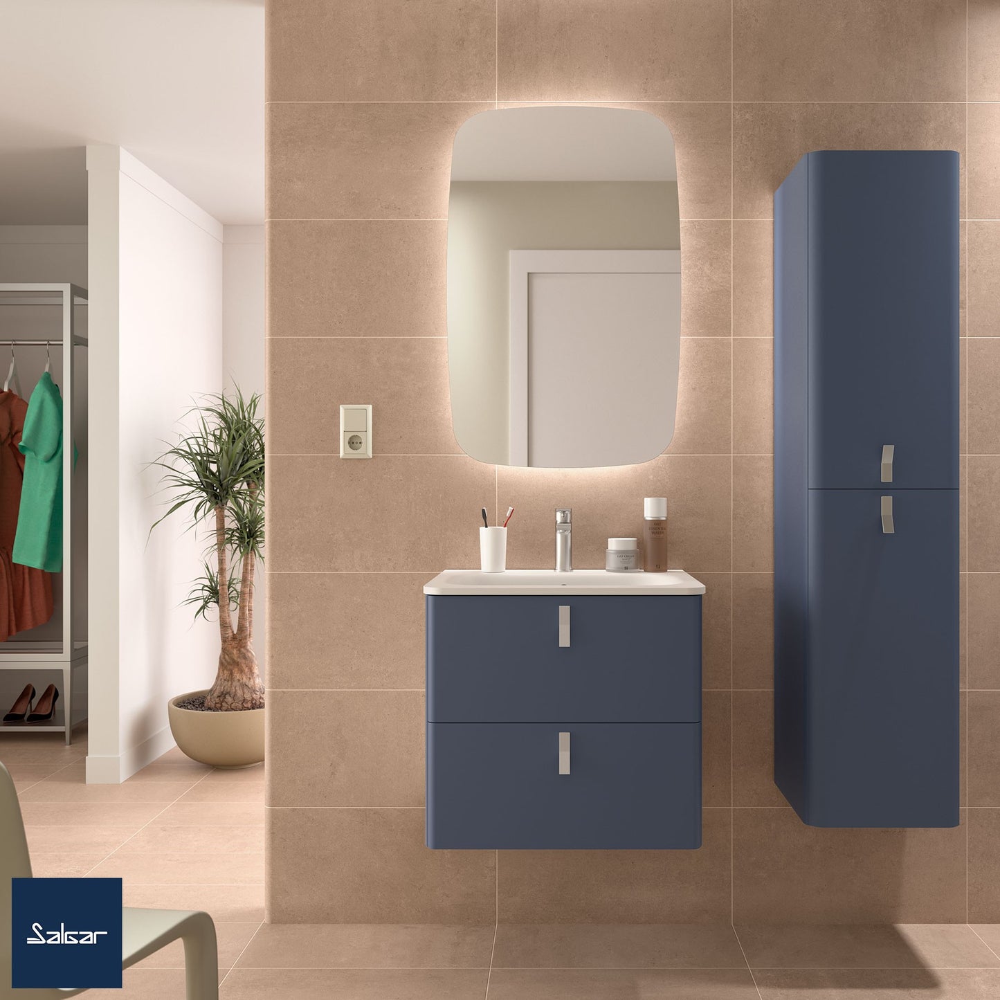 Badkamer kolomkast Salgar Uniiq Night blue 150cm mat donkerblauw