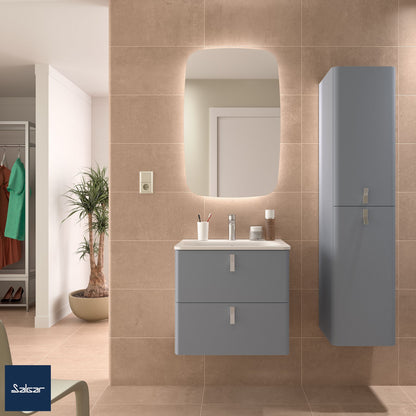 Badkamer meubelset Salgar Uniiq Humo 60cm in mat grijs - inclusief spiegel met LED verlichting